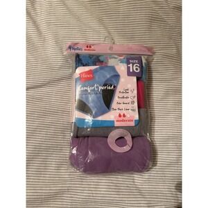 Hanes Girls 16 Hipster Comfort Period Underwear Panties Moderate Protection